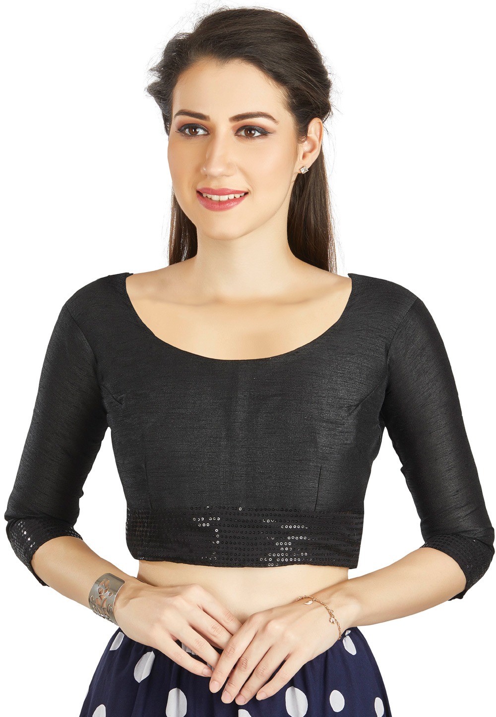 Black Art Silk Readymade Blouse 319461