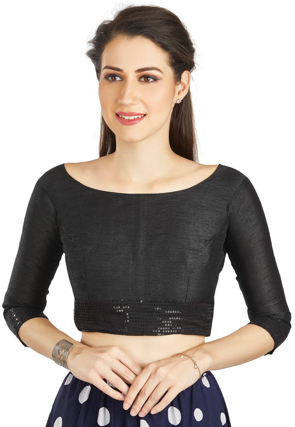 Black Art Silk Readymade Blouse 319464