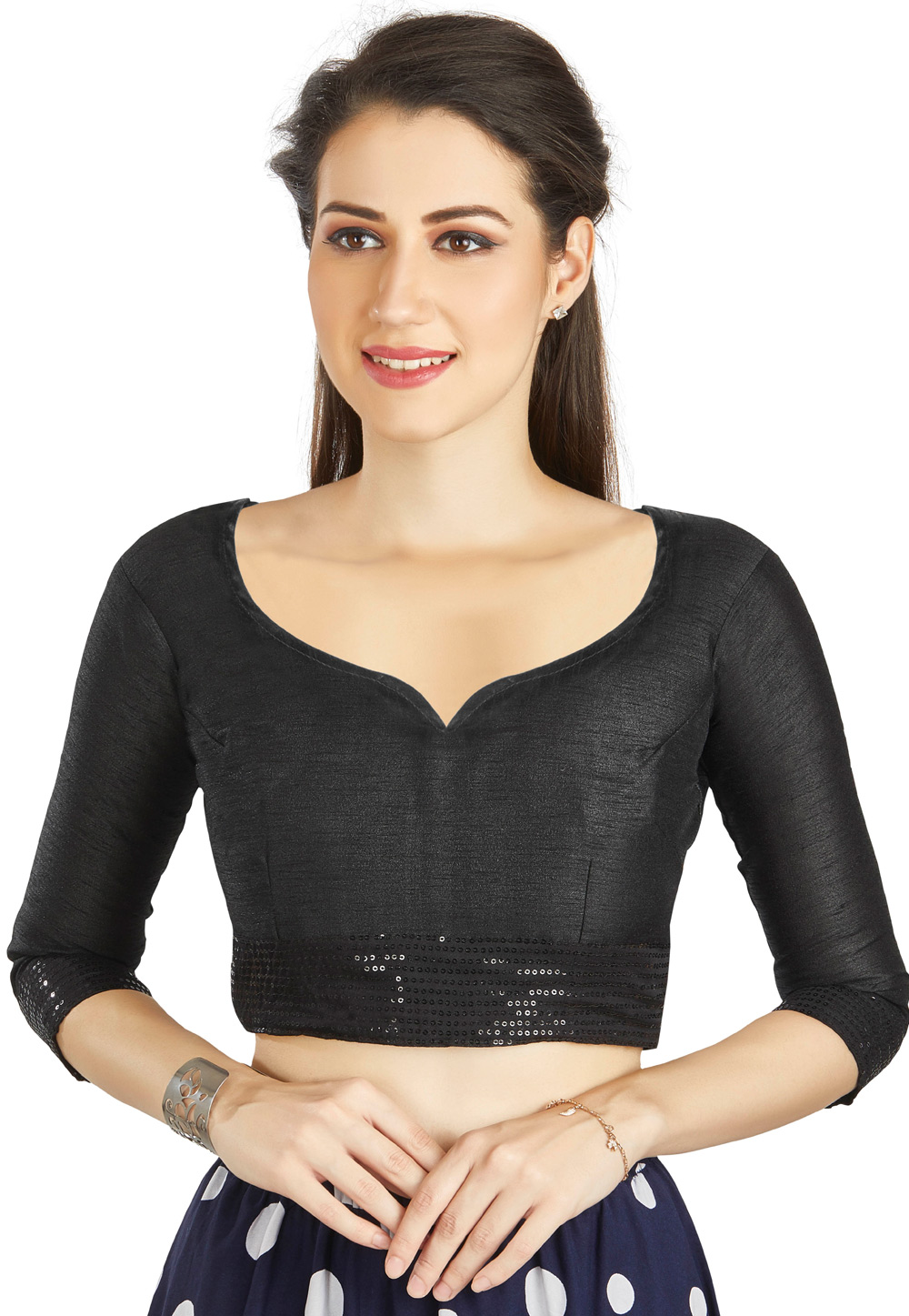 Black Art Silk Readymade Blouse 319465