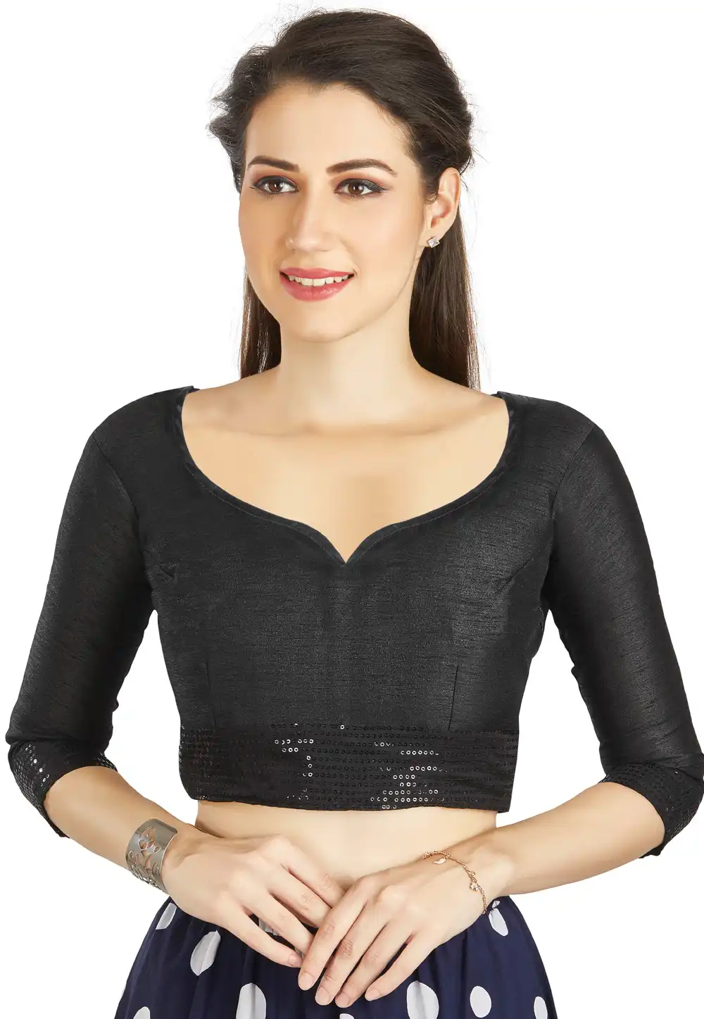 Black Art Silk Readymade Blouse 319465