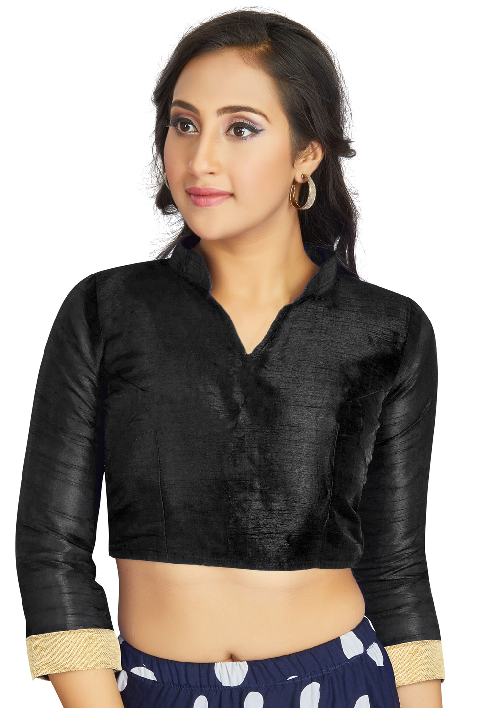 Black Art Silk Readymade Blouse 319619
