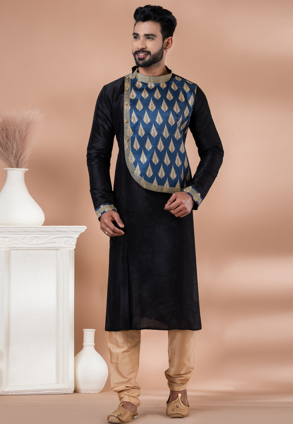 Black Banarasi Kurta Pajama 282592