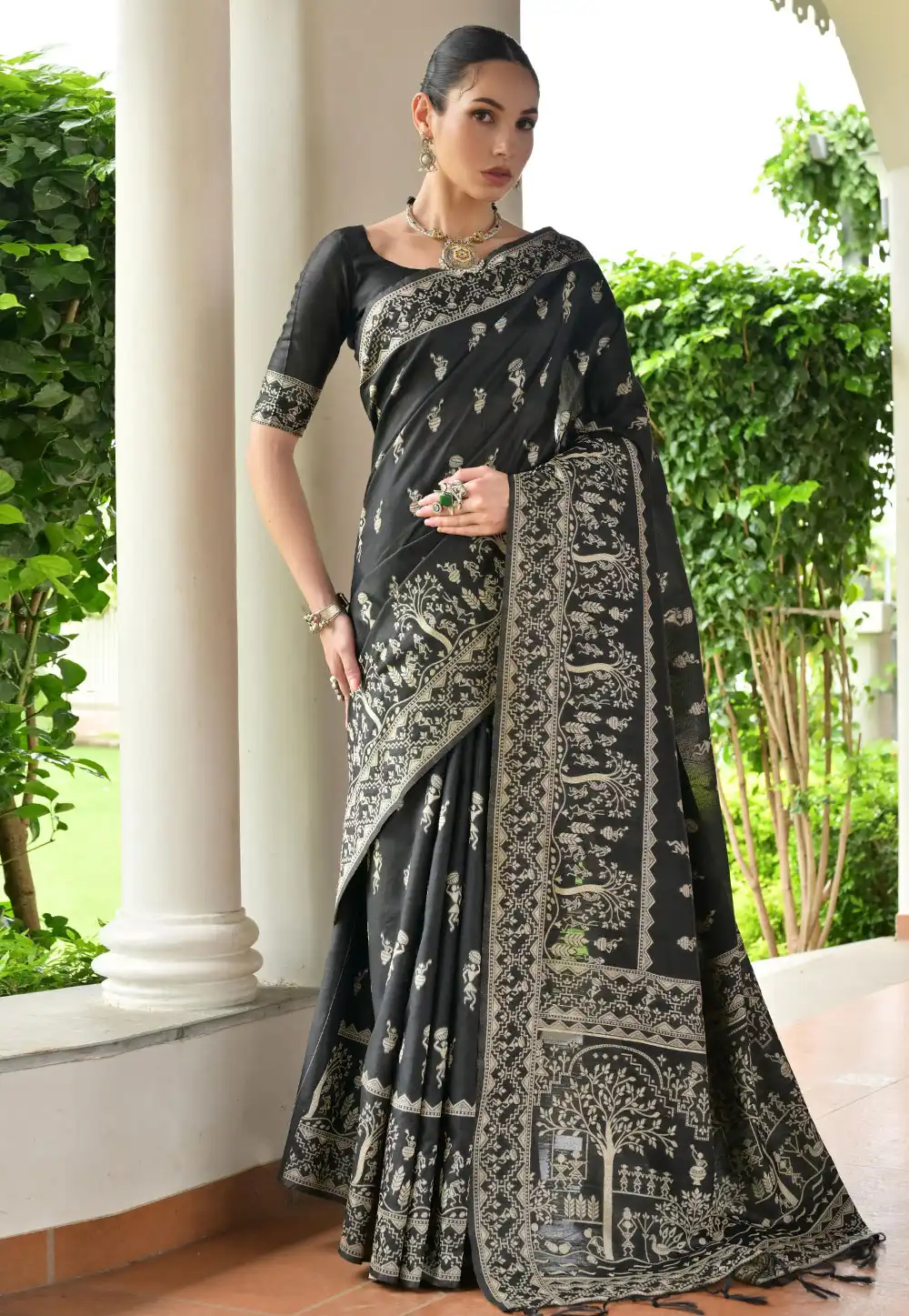 Black Banglori Silk Saree With Blouse 328740