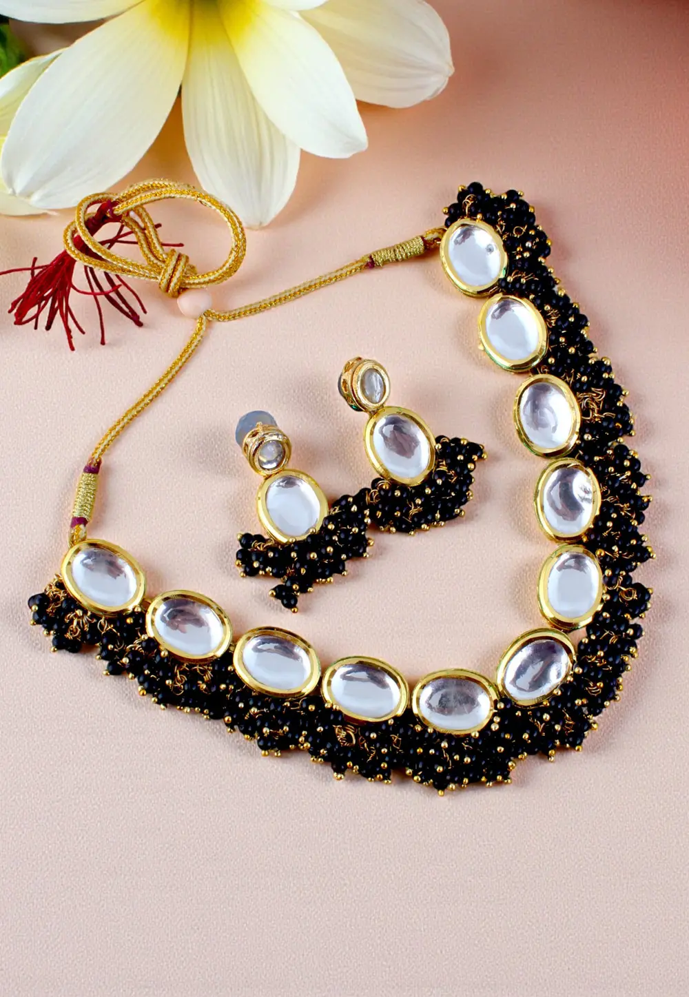Black Brasso Necklace With Earrings 331373