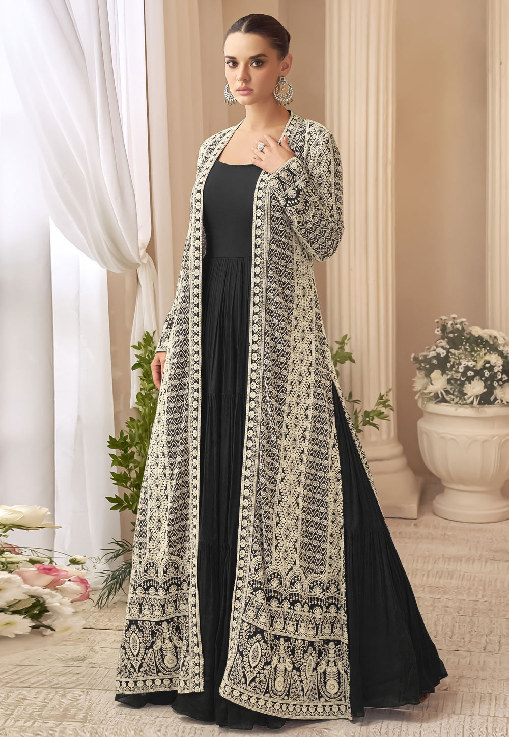 Black Chinon Designer Gown 324870