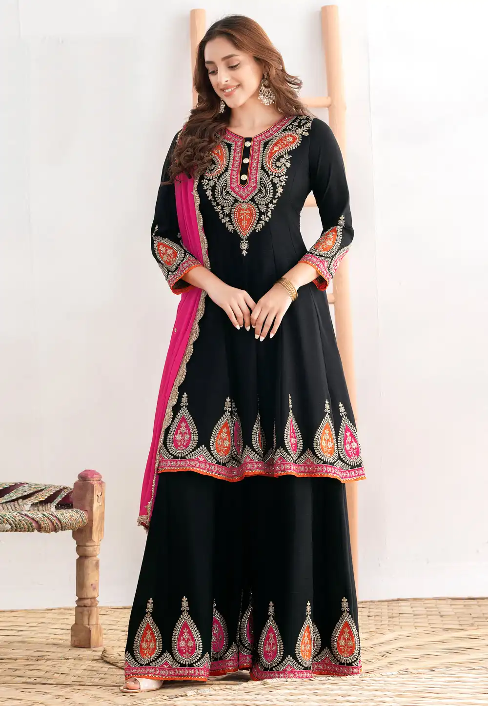 Black Chinon Pakistani Suit 320511