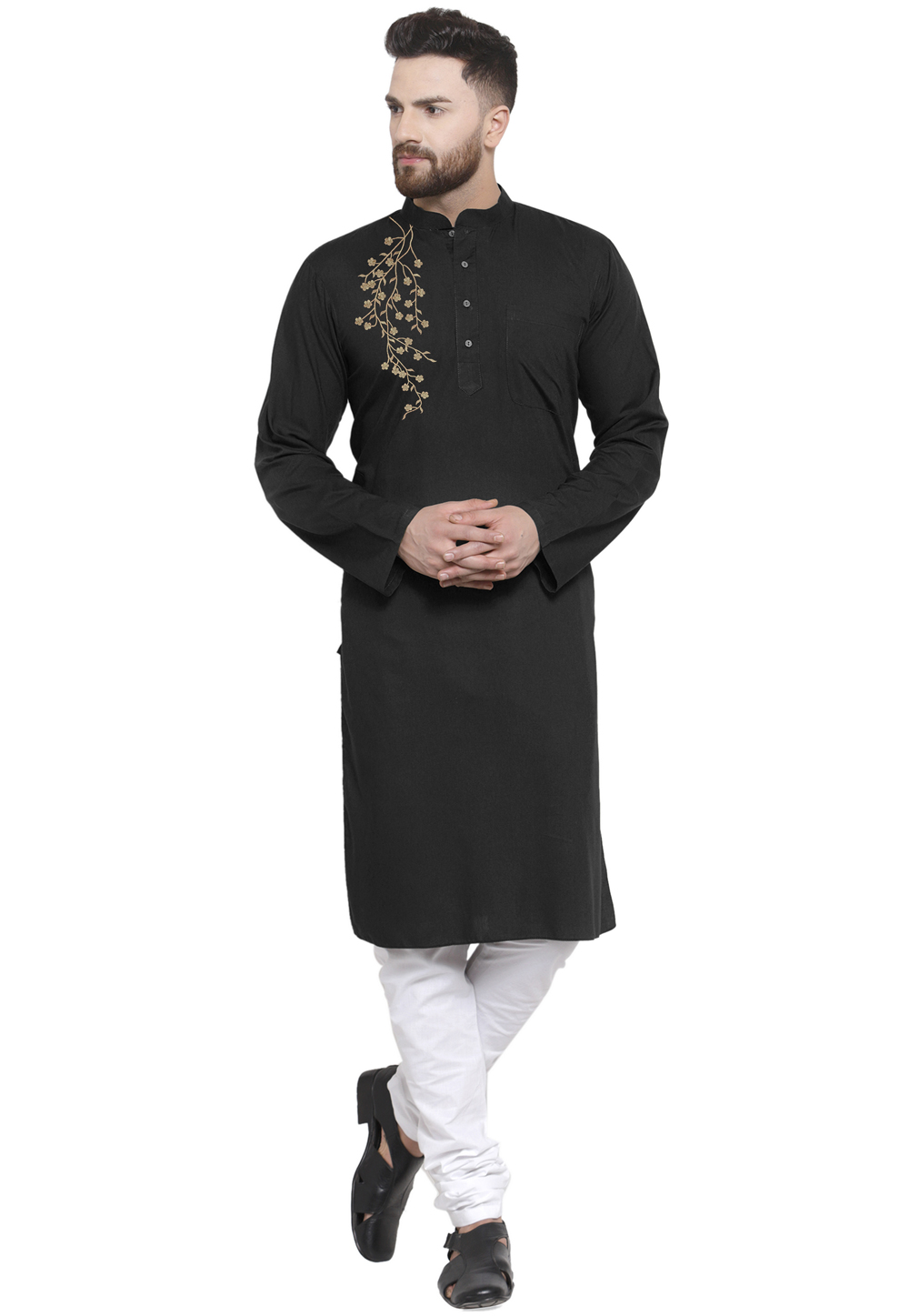 Black Cotton Kurta Pajama 304869