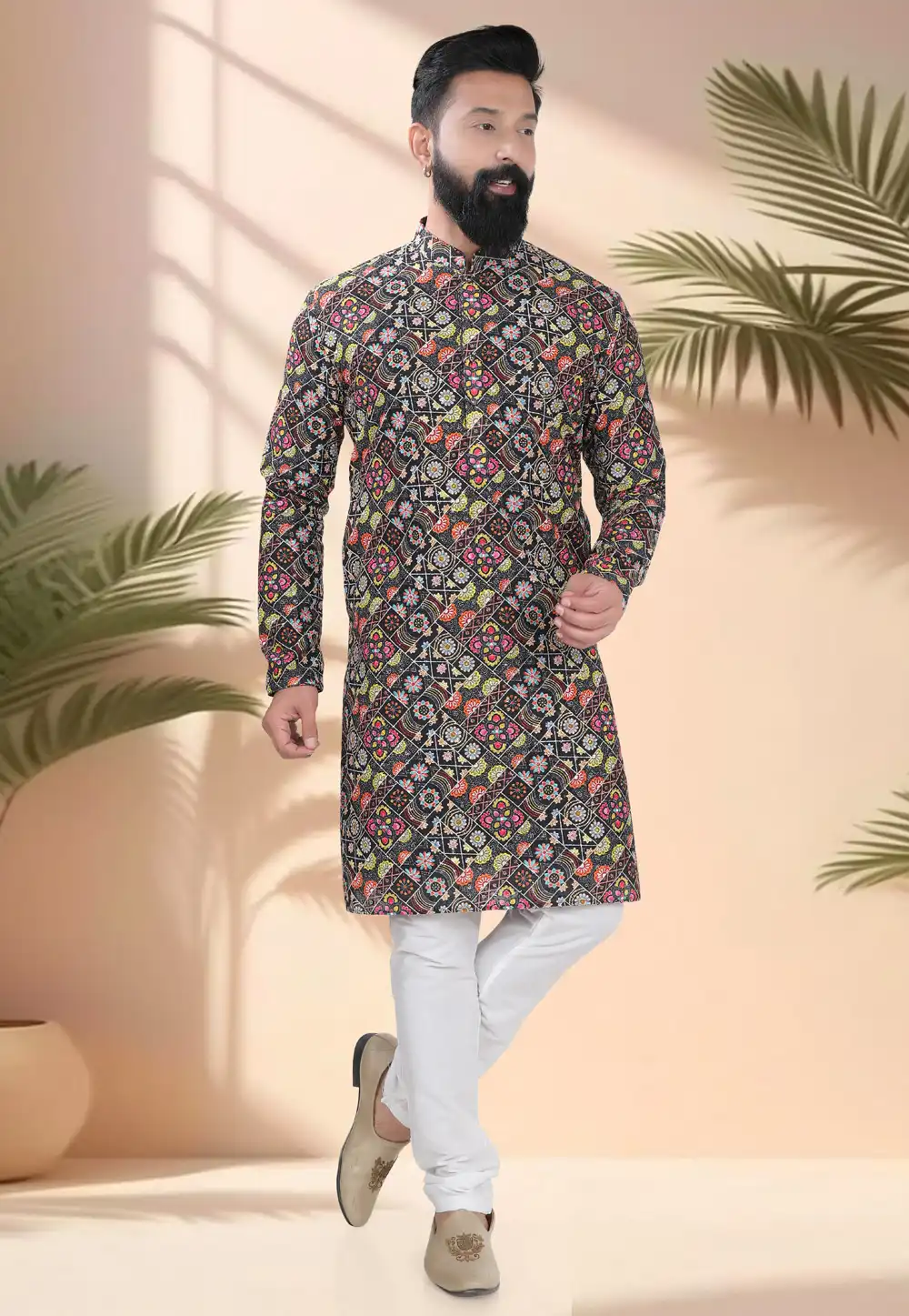 Black Cotton Kurta Pajama 316525