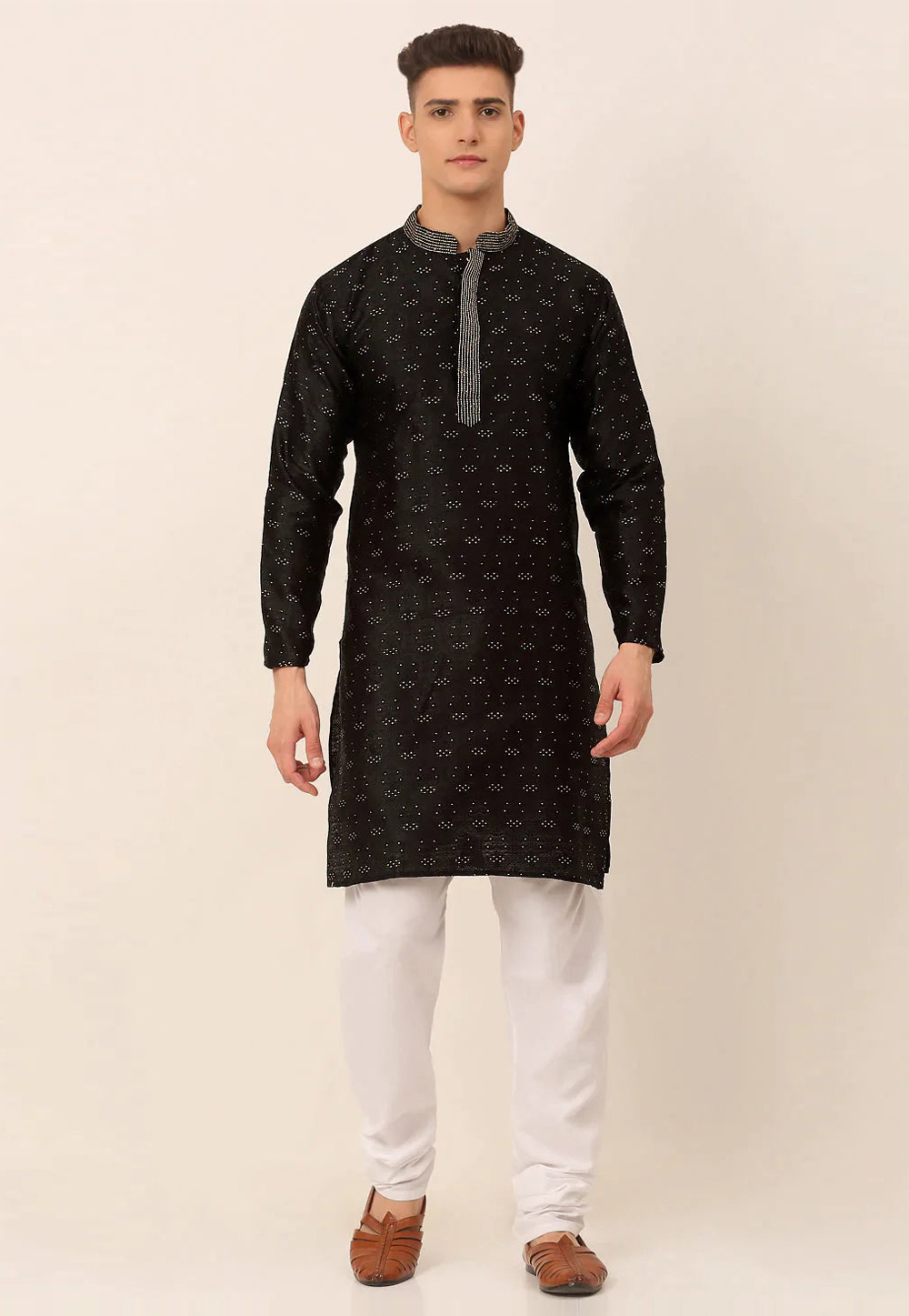 Black Cotton Kurta Pajama 281647