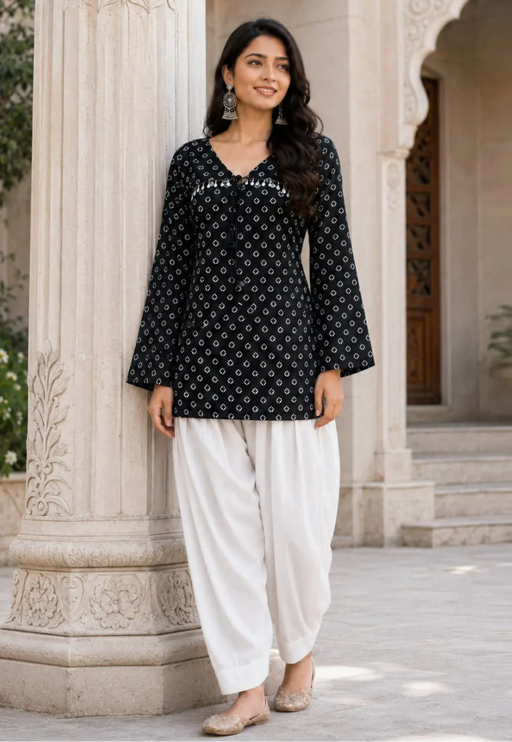 Black Cotton Kurta Set 331574