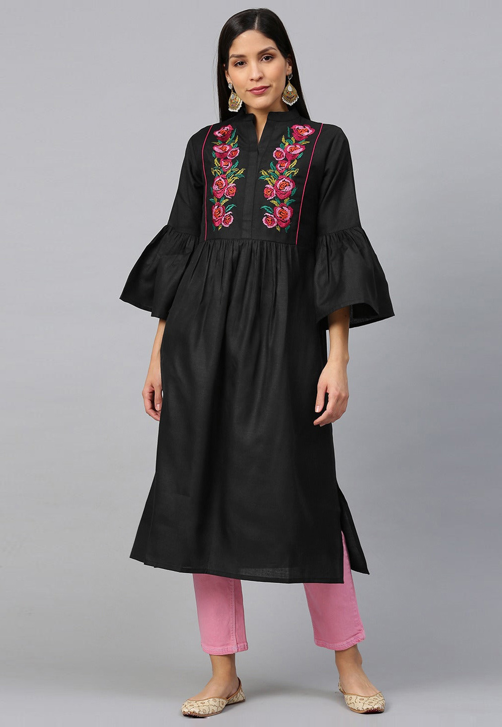 Black Cotton Long Tunic 282217
