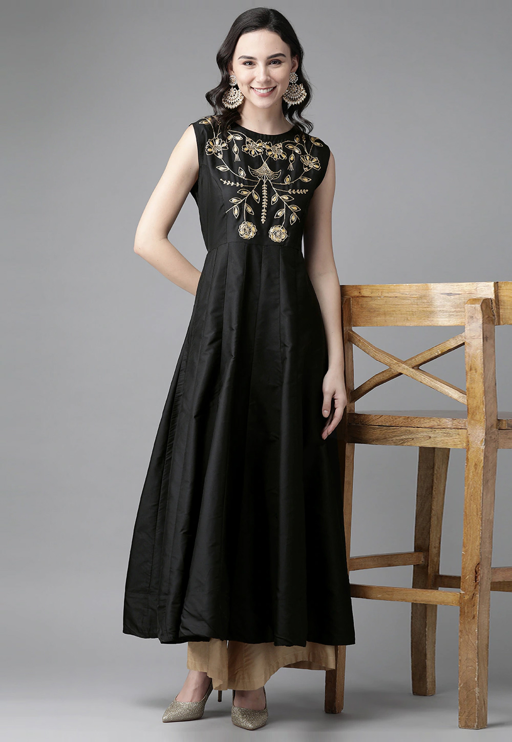 Black Cotton Long Tunic 282219
