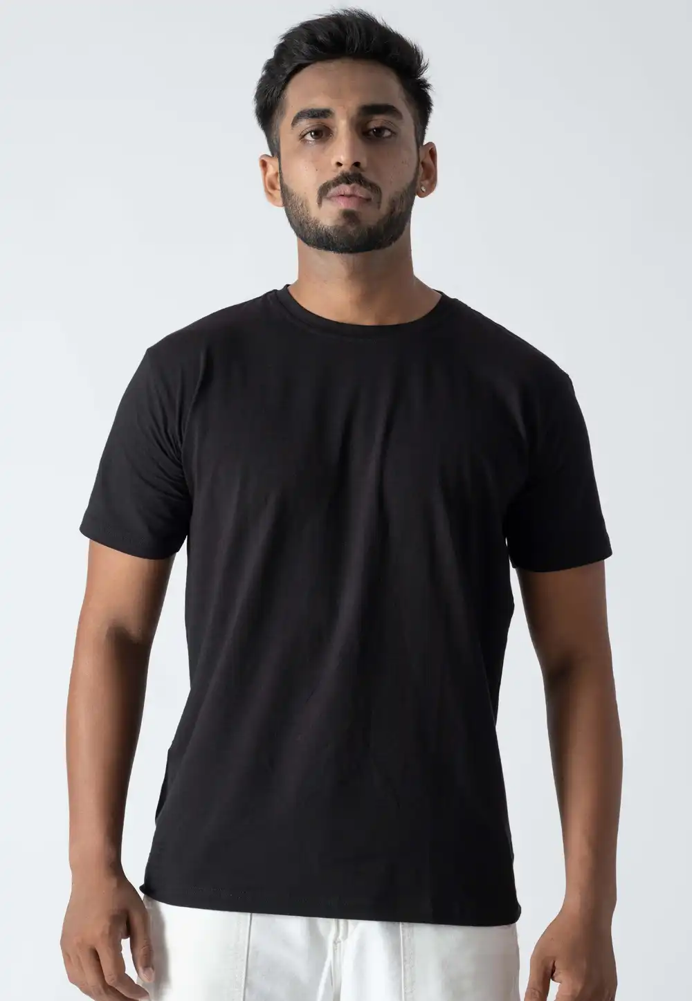 Black Cotton Mens T-Shirt 313222