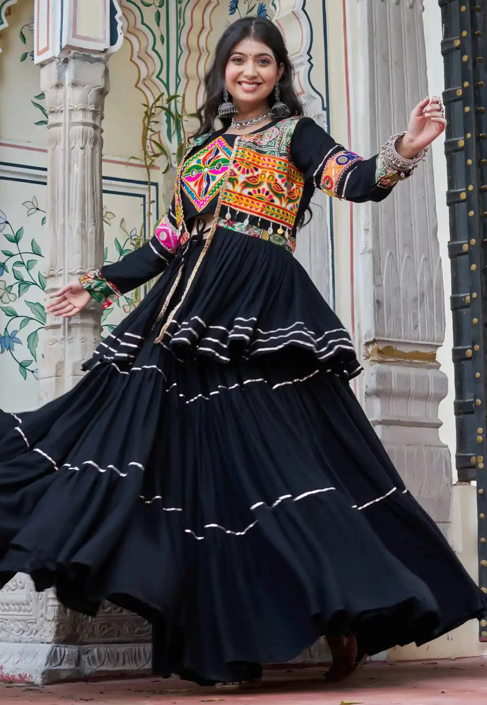 Black Cotton Navratri Chaniya Choli 317458