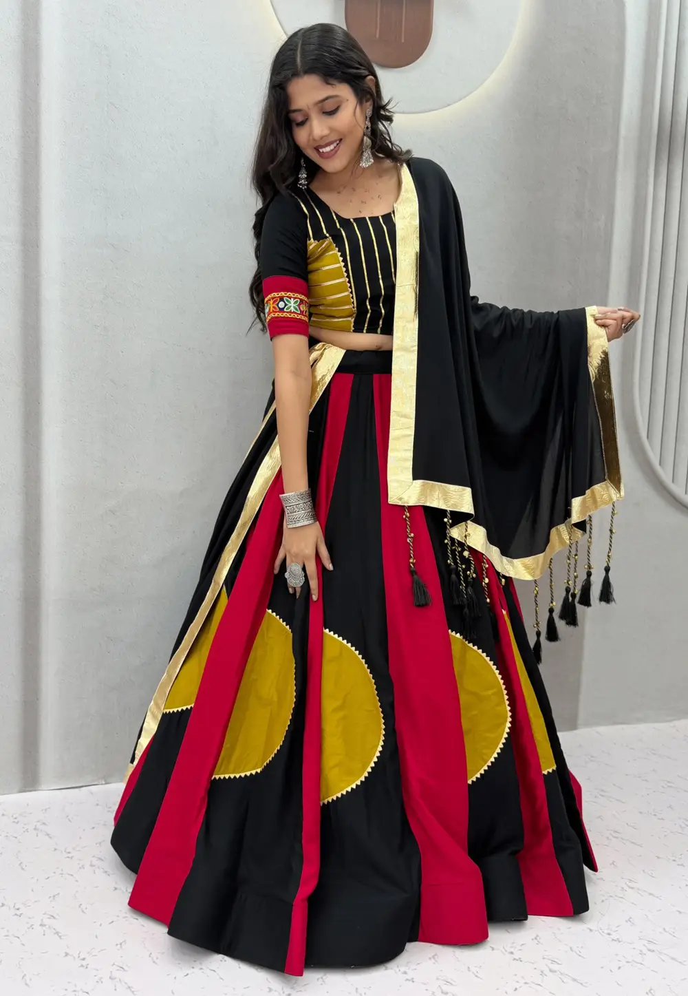 Black Cotton Navratri Chaniya Choli 333374