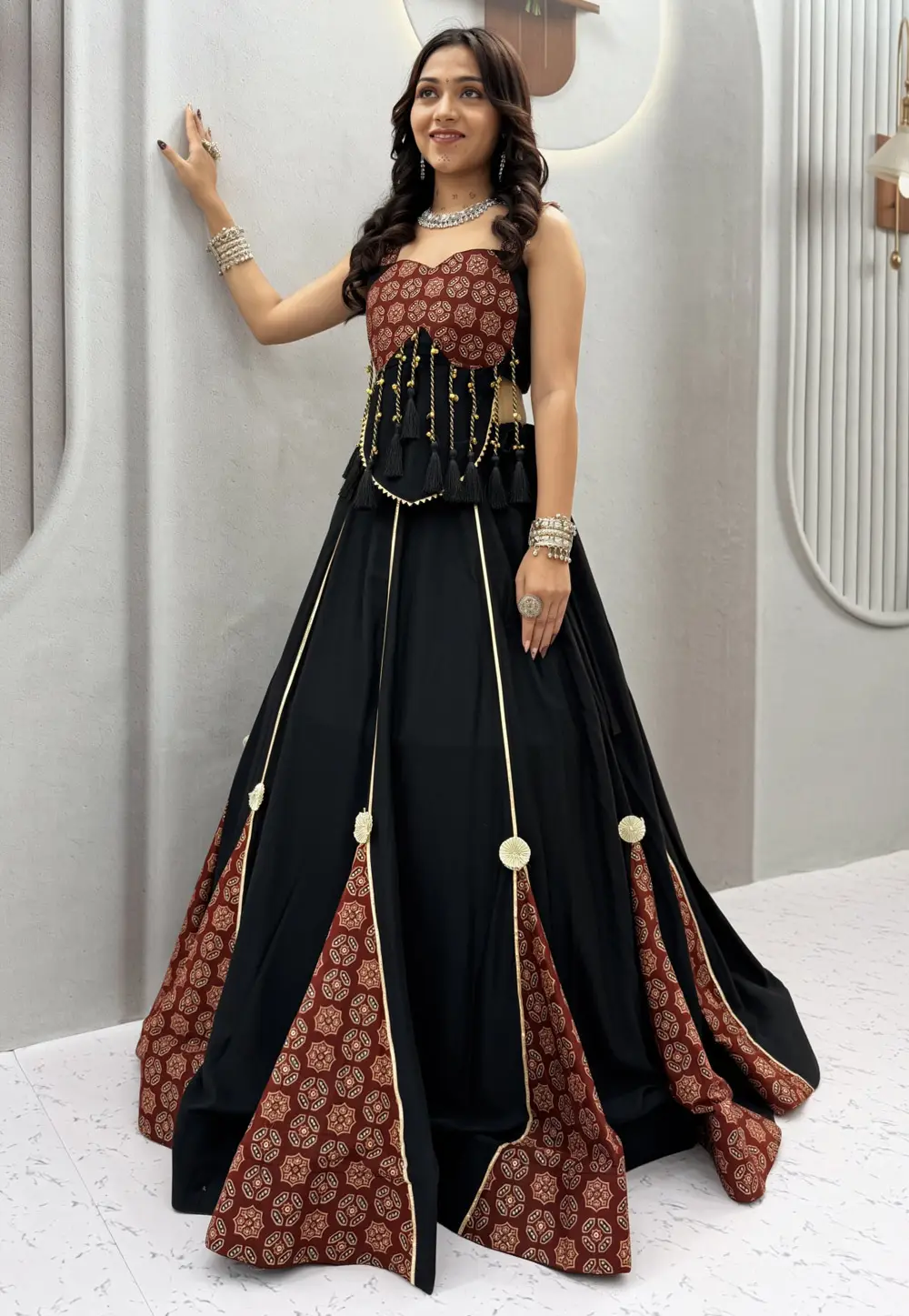 Black Cotton Navratri Chaniya Choli 333995