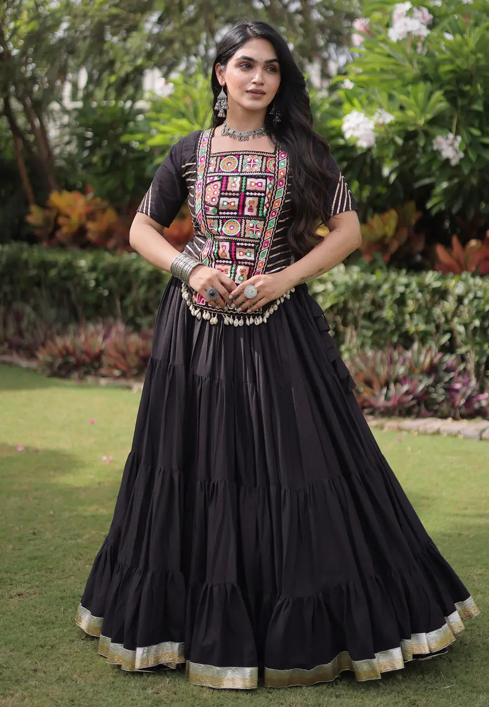 Black Cotton Navratri Chaniya Choli 332802