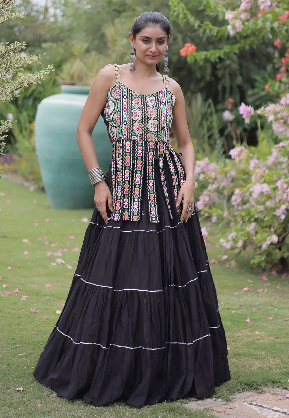 Black Cotton Navratri Chaniya Choli 333684