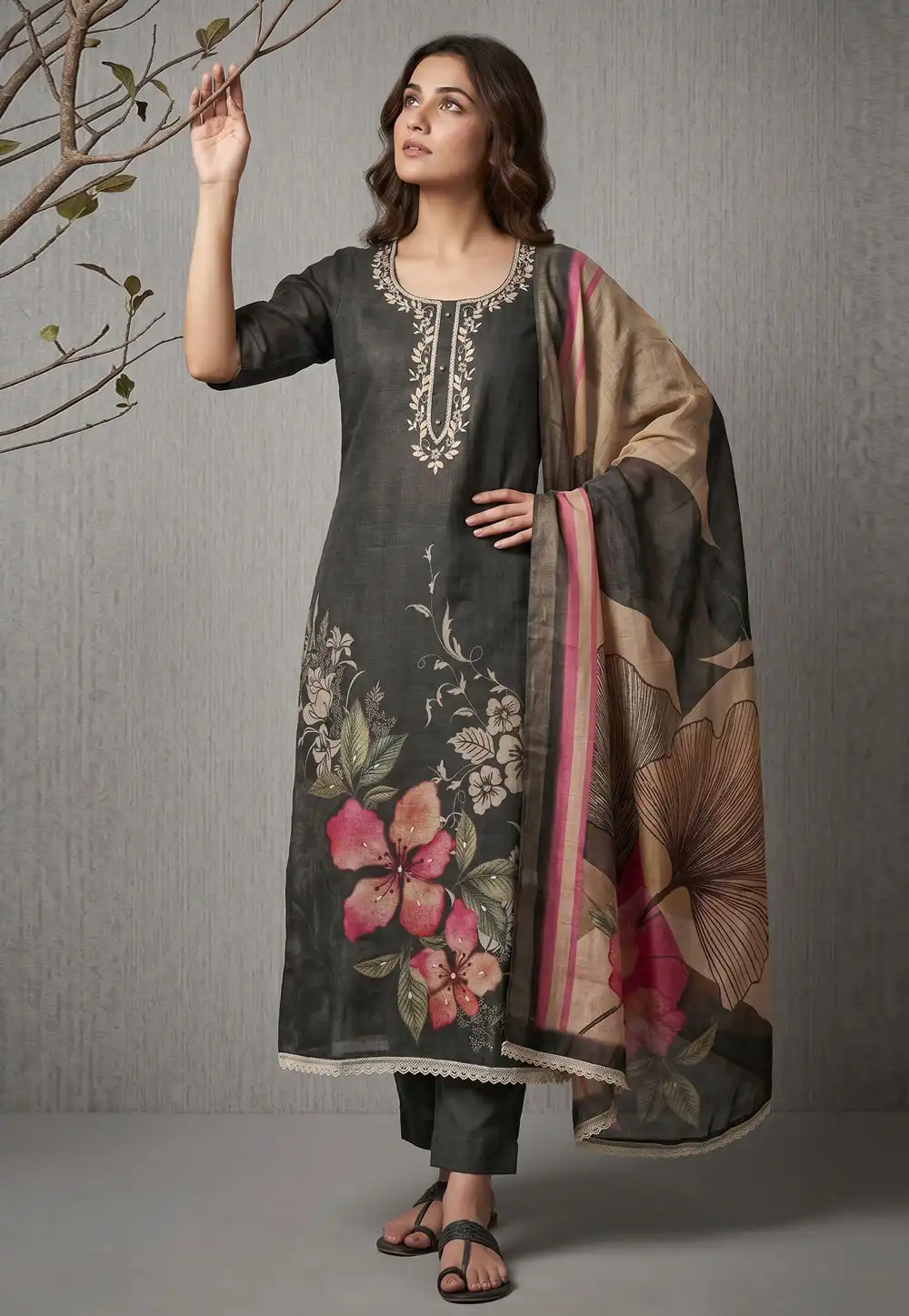 Black Cotton Pant Style Suit 329360