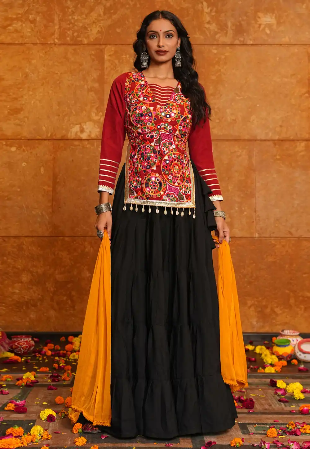 Black Crepe Navratri Chaniya Choli 314154