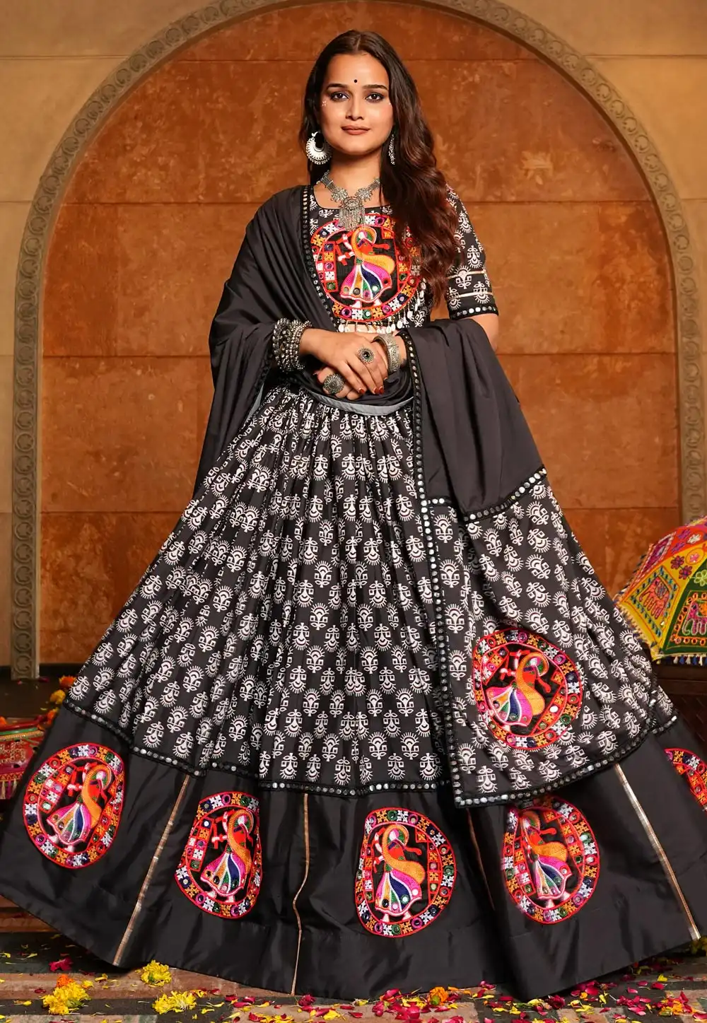 Black Crepe Navratri Chaniya Choli 314160