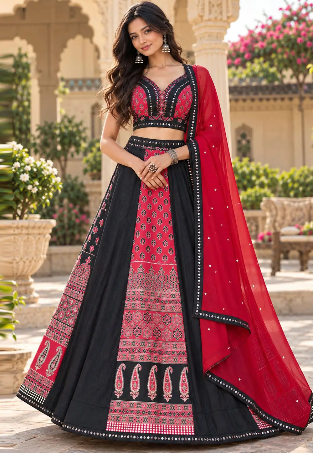 Black Crepe Navratri Chaniya Choli 335514