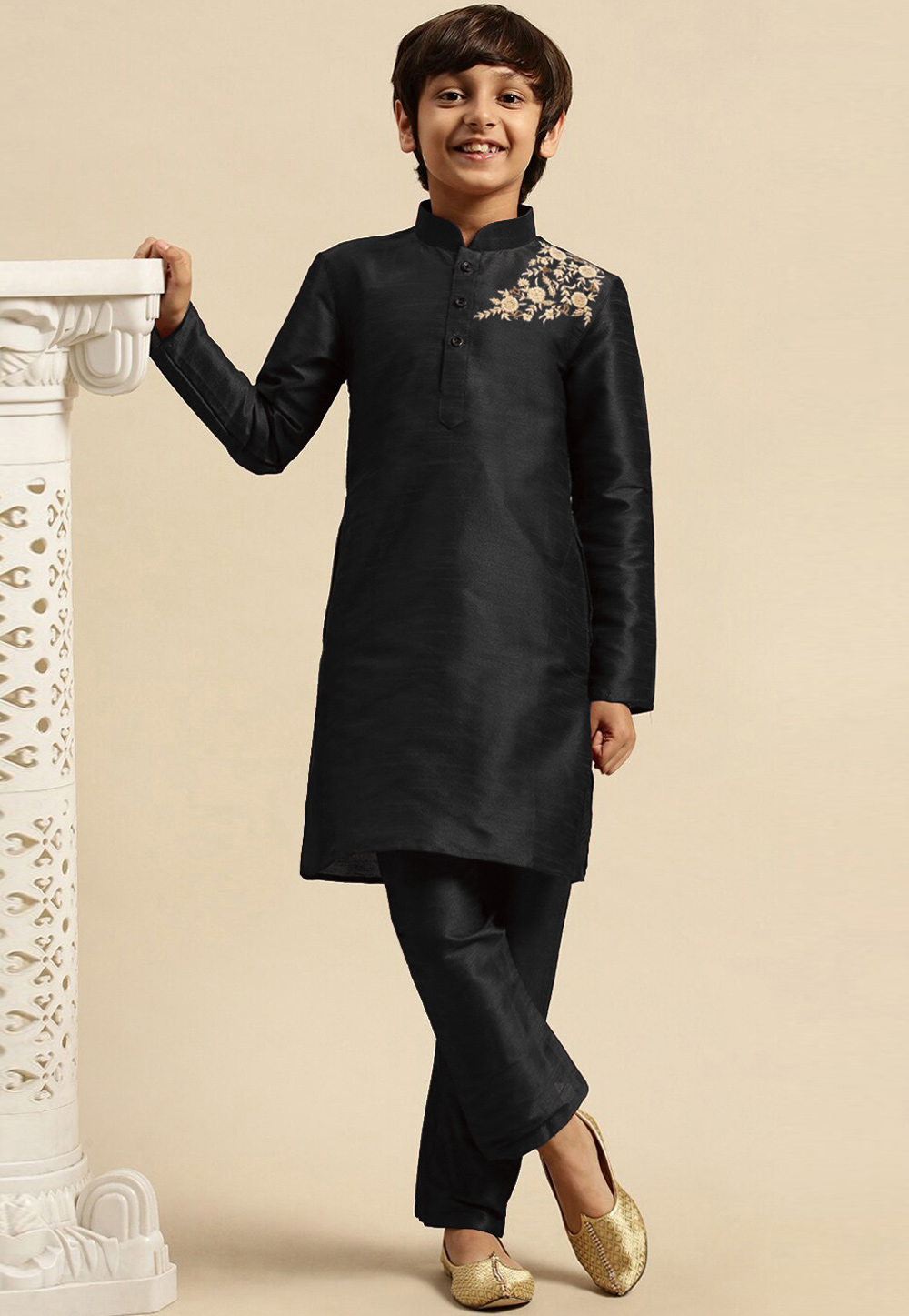 Black Kurta Design Kurta Pajama For 11 Year Old Boy Black Kids
