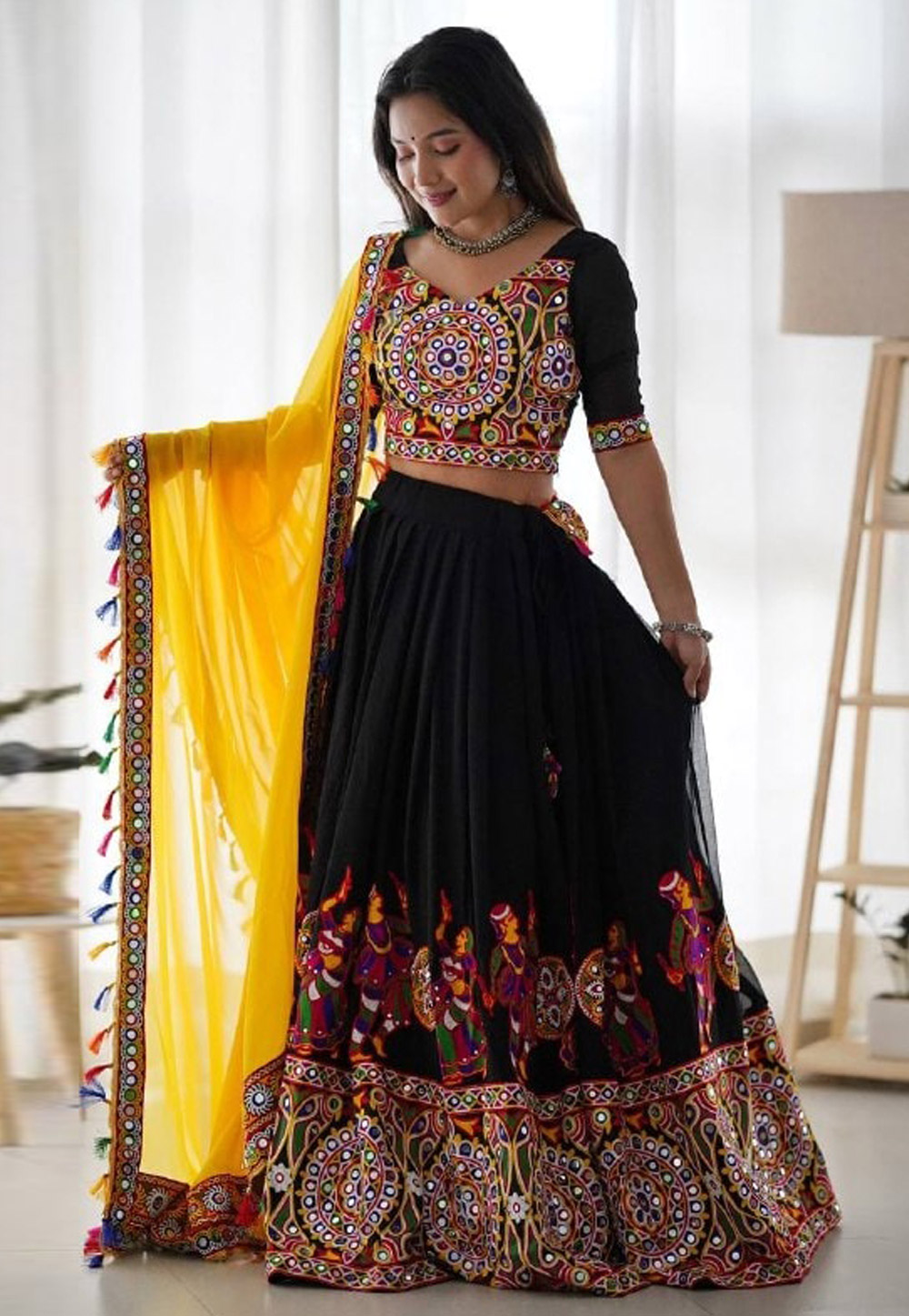 Black Faux Georgette Navratri Chaniya Choli 312147