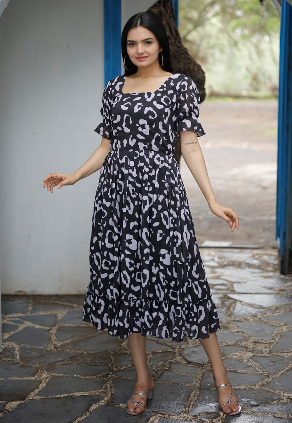 Black Faux Georgette Printed Kurti 285572
