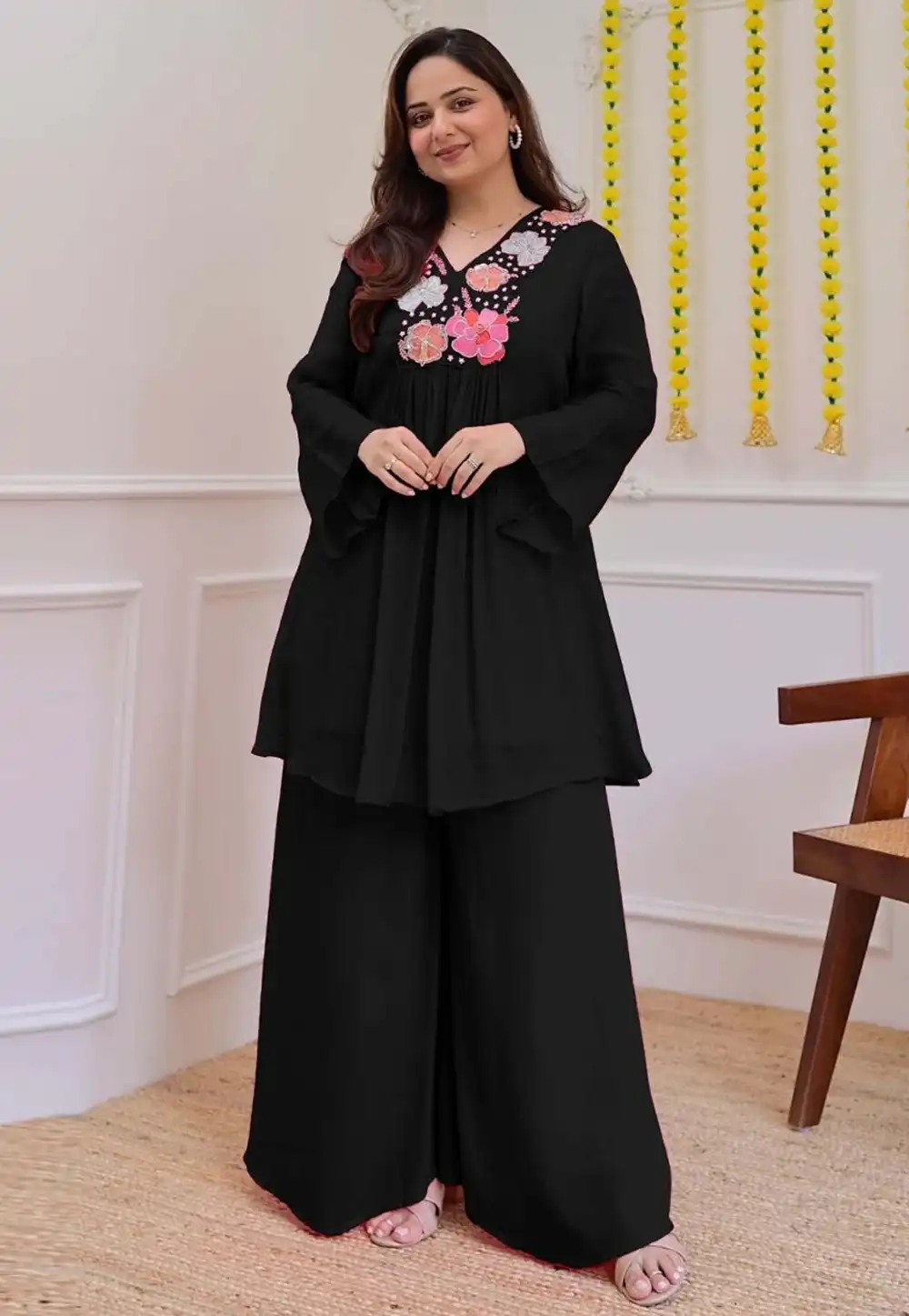 Black Georgette Co-Ords Set 326776