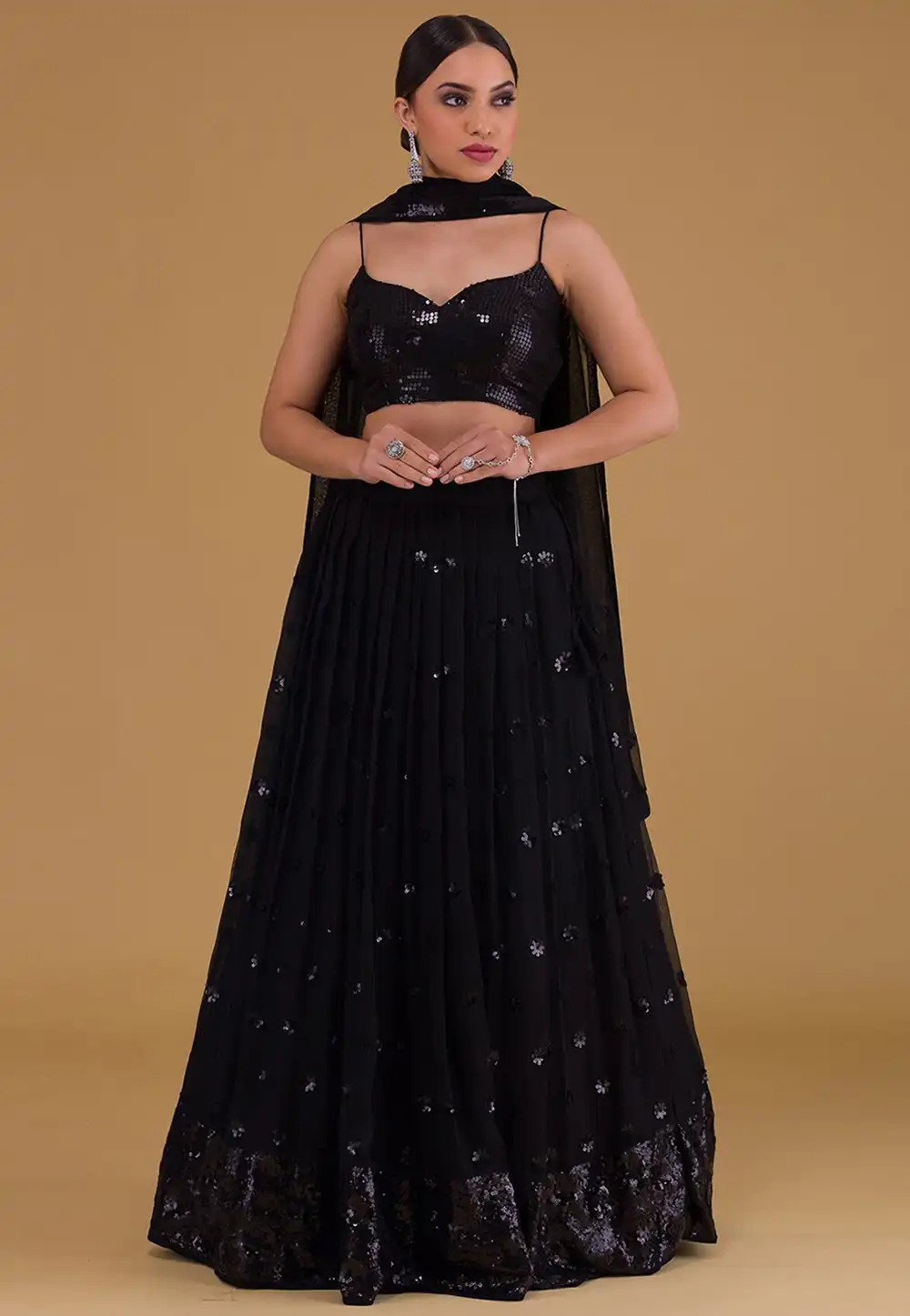 Black Georgette Lehenga Choli 309183