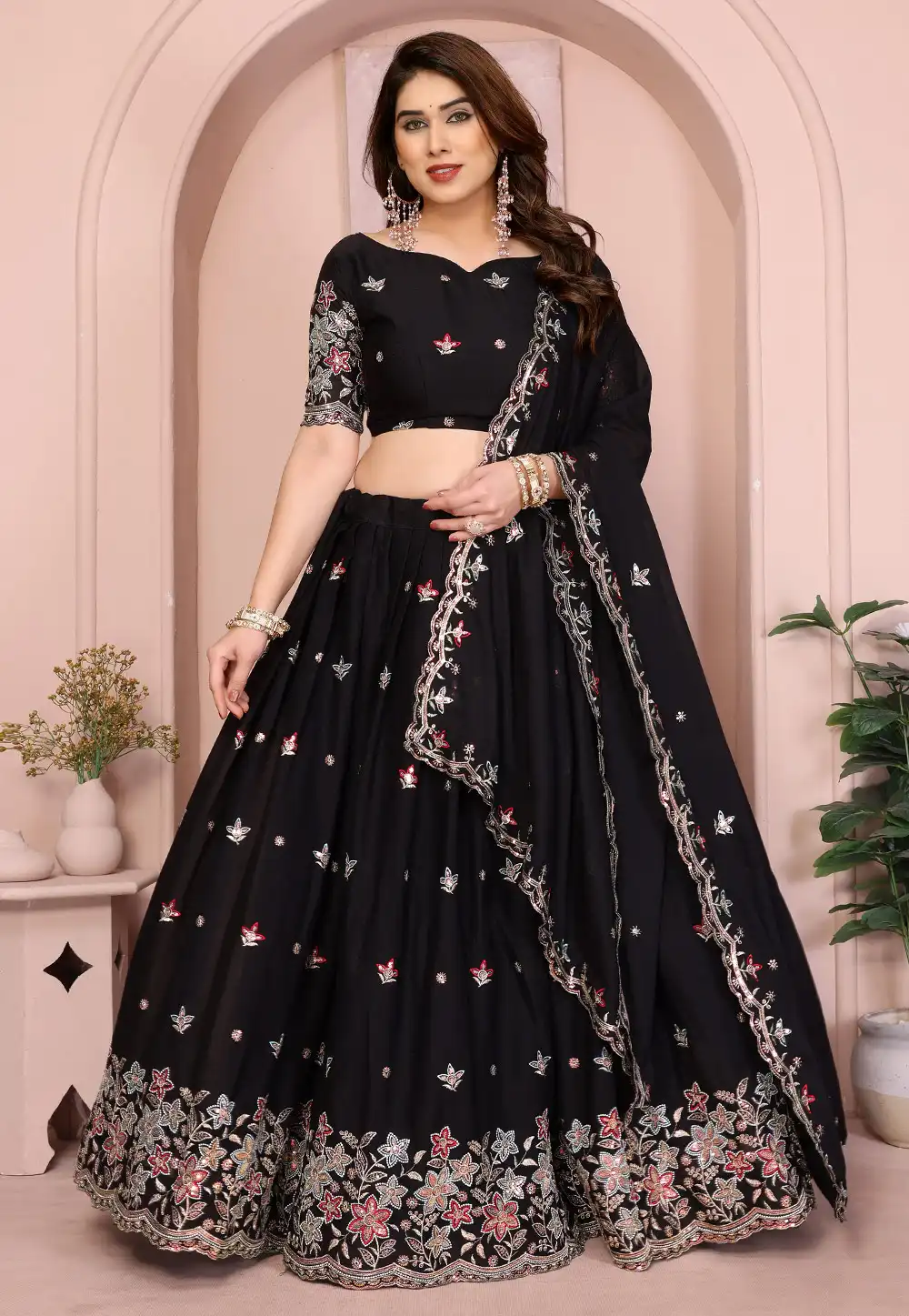 Black Georgette Lehenga Choli 314911