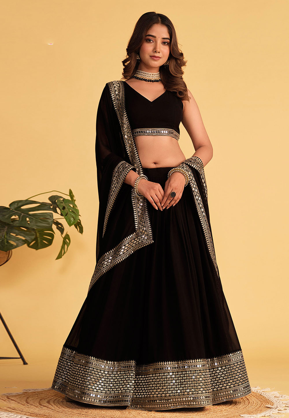 Black Georgette Lehenga Choli 282054