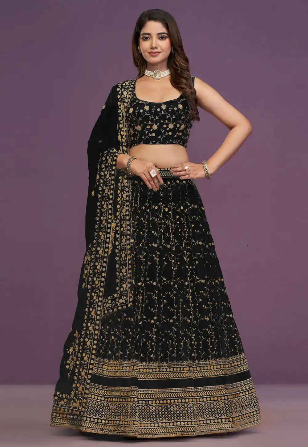 Black Georgette Lehenga Choli 329194