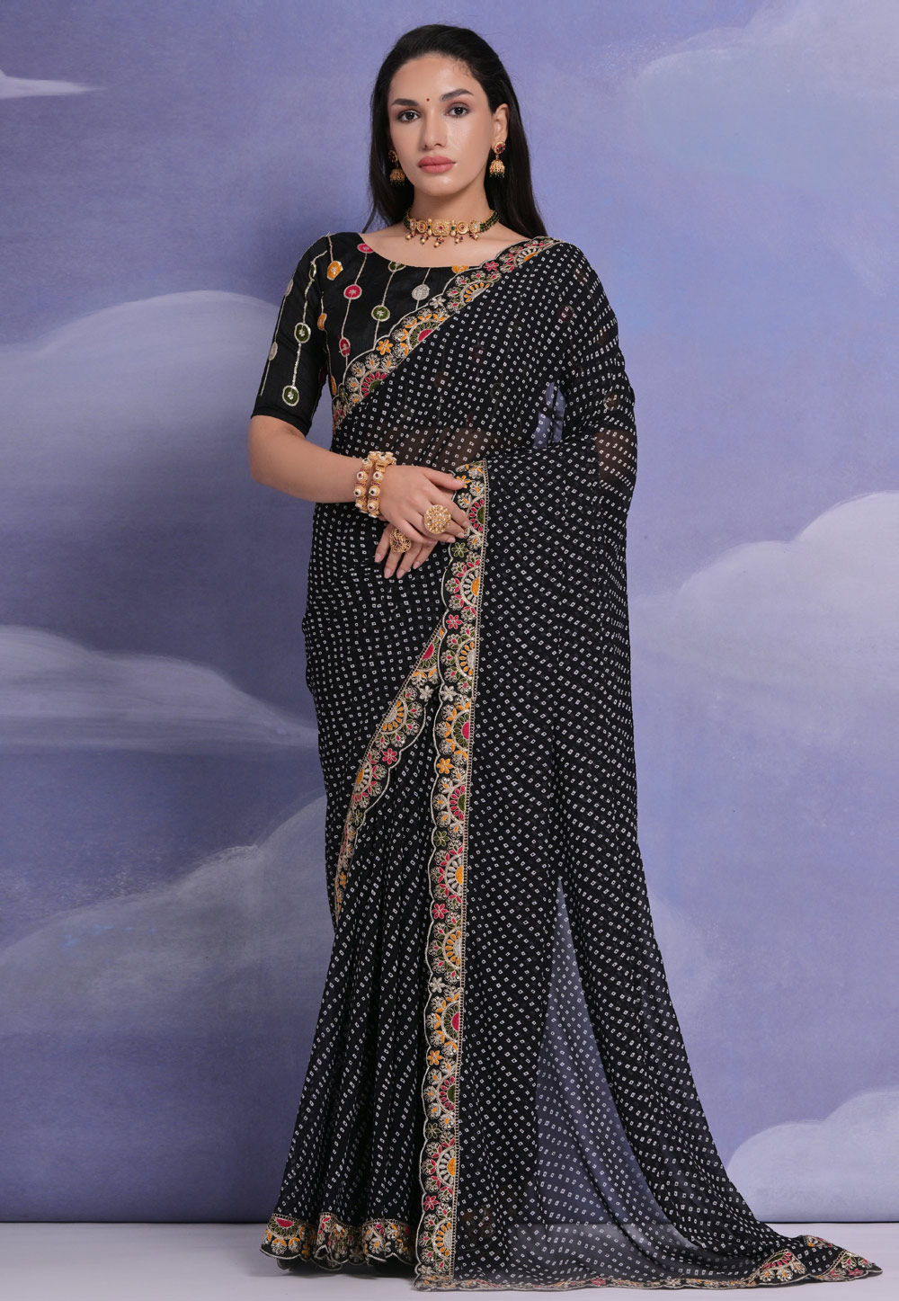 Black Georgette Light Weight Saree 279945