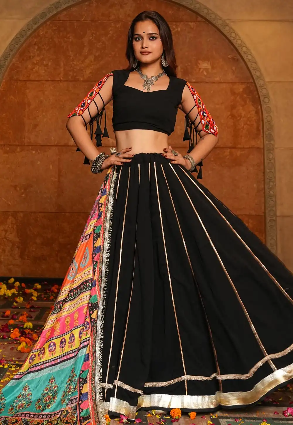 Black Georgette Navratri Chaniya Choli 314152