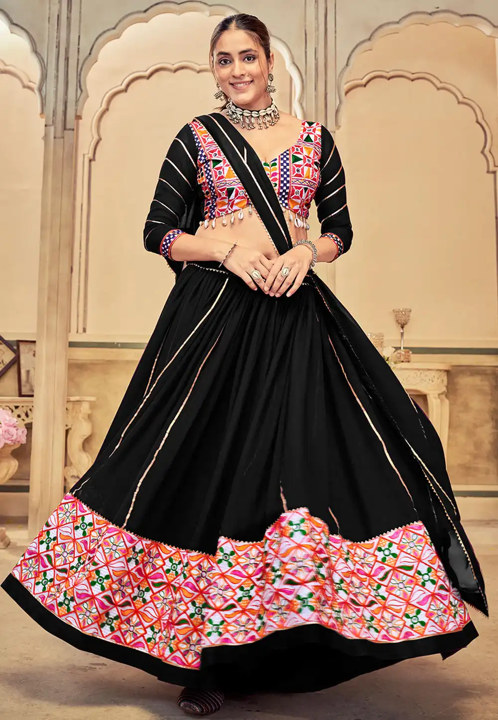 Black Georgette Navratri Chaniya Choli 314526