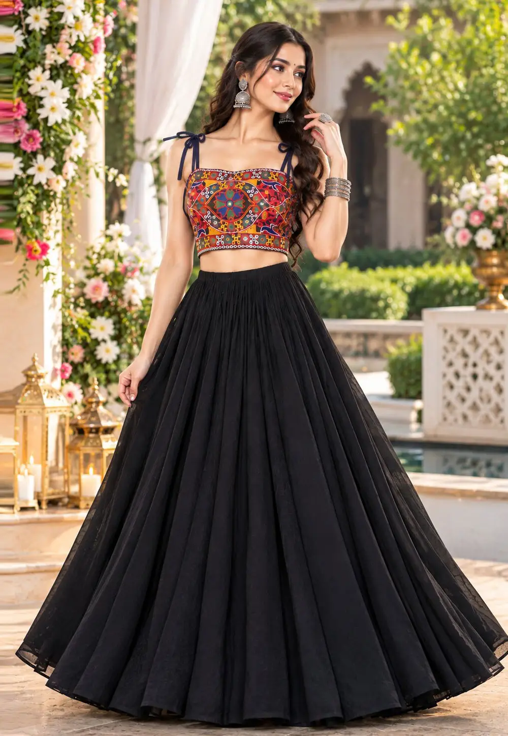 Black Georgette Navratri Chaniya Choli 336066
