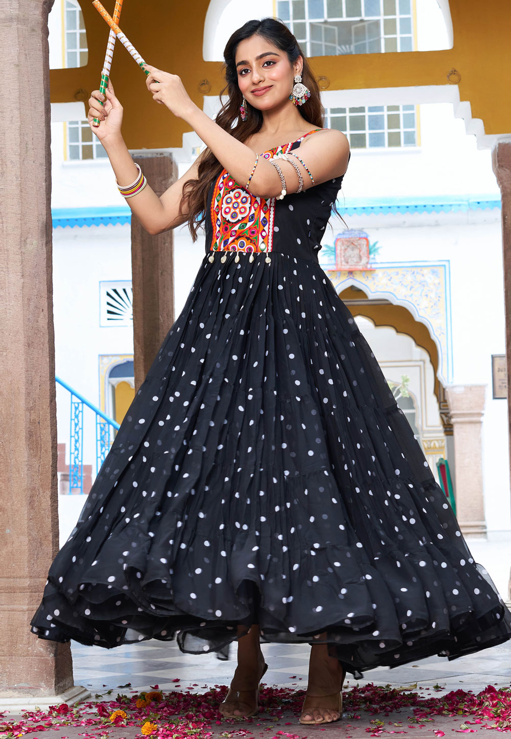 Black Georgette Navratri Wear Gown 313142