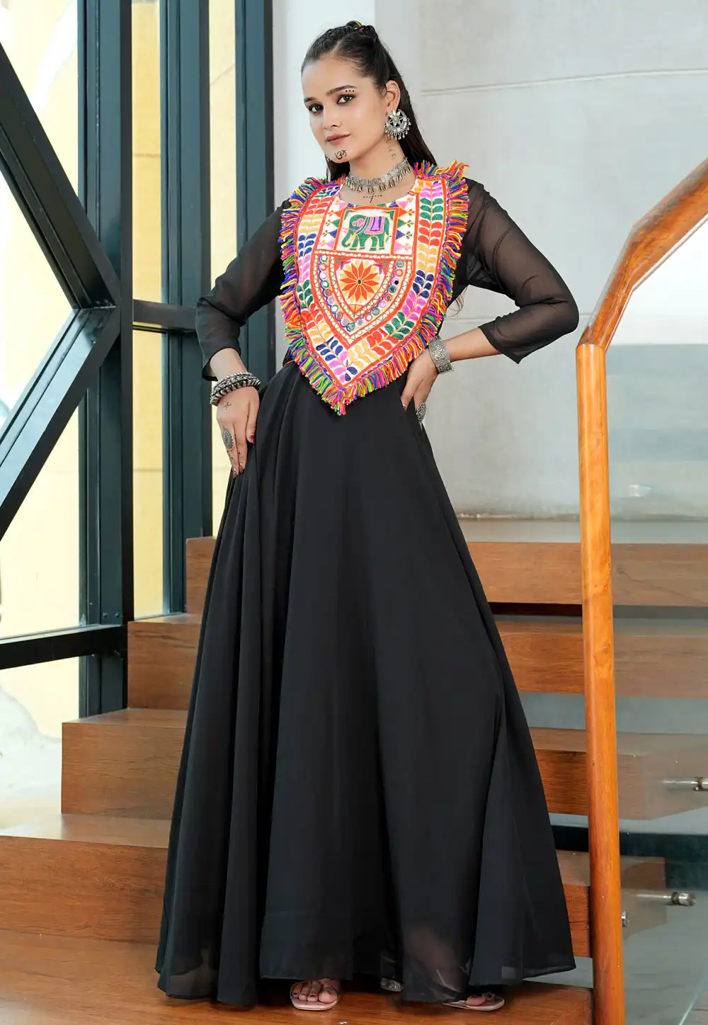 Black Georgette Navratri Wear Gown 314146