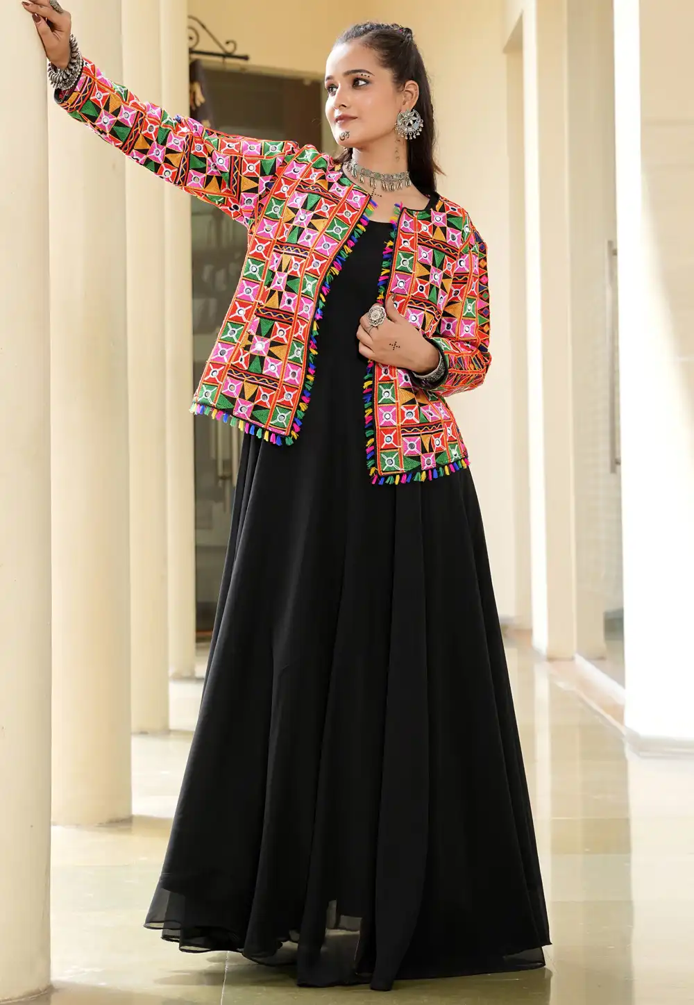 Black Georgette Navratri Wear Gown 314147