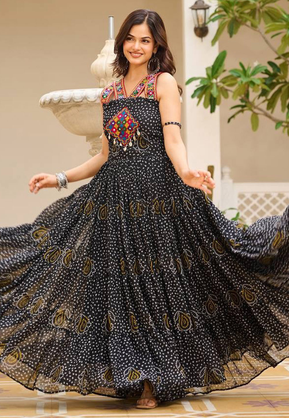 Black Georgette Navratri Wear Gown 312061