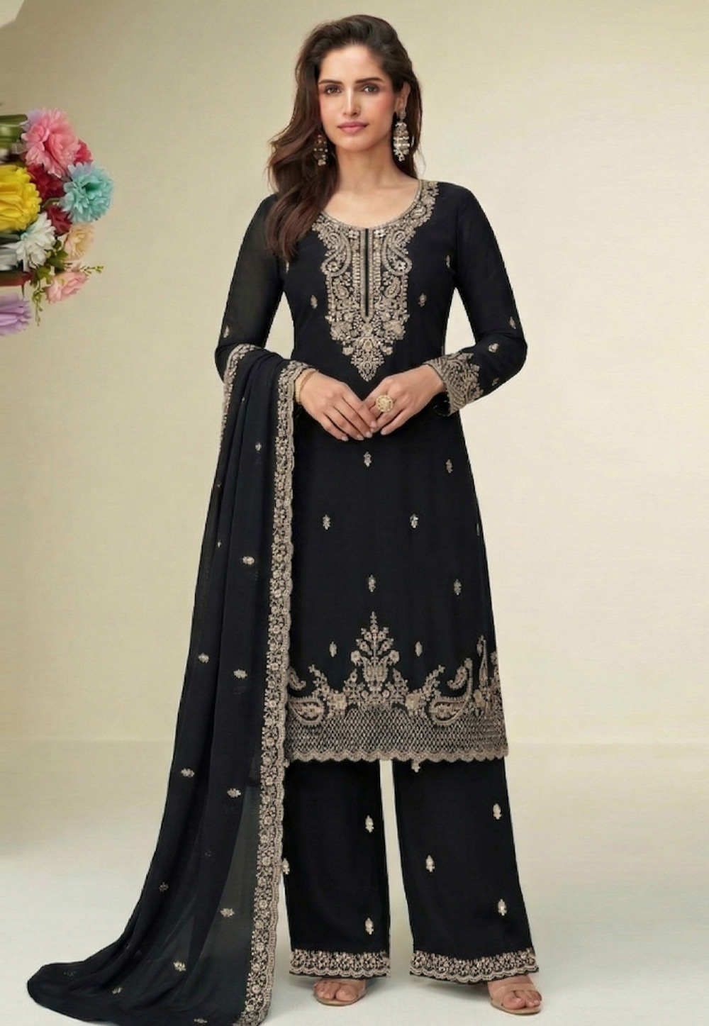 Black Georgette Pakistani Suit 329753