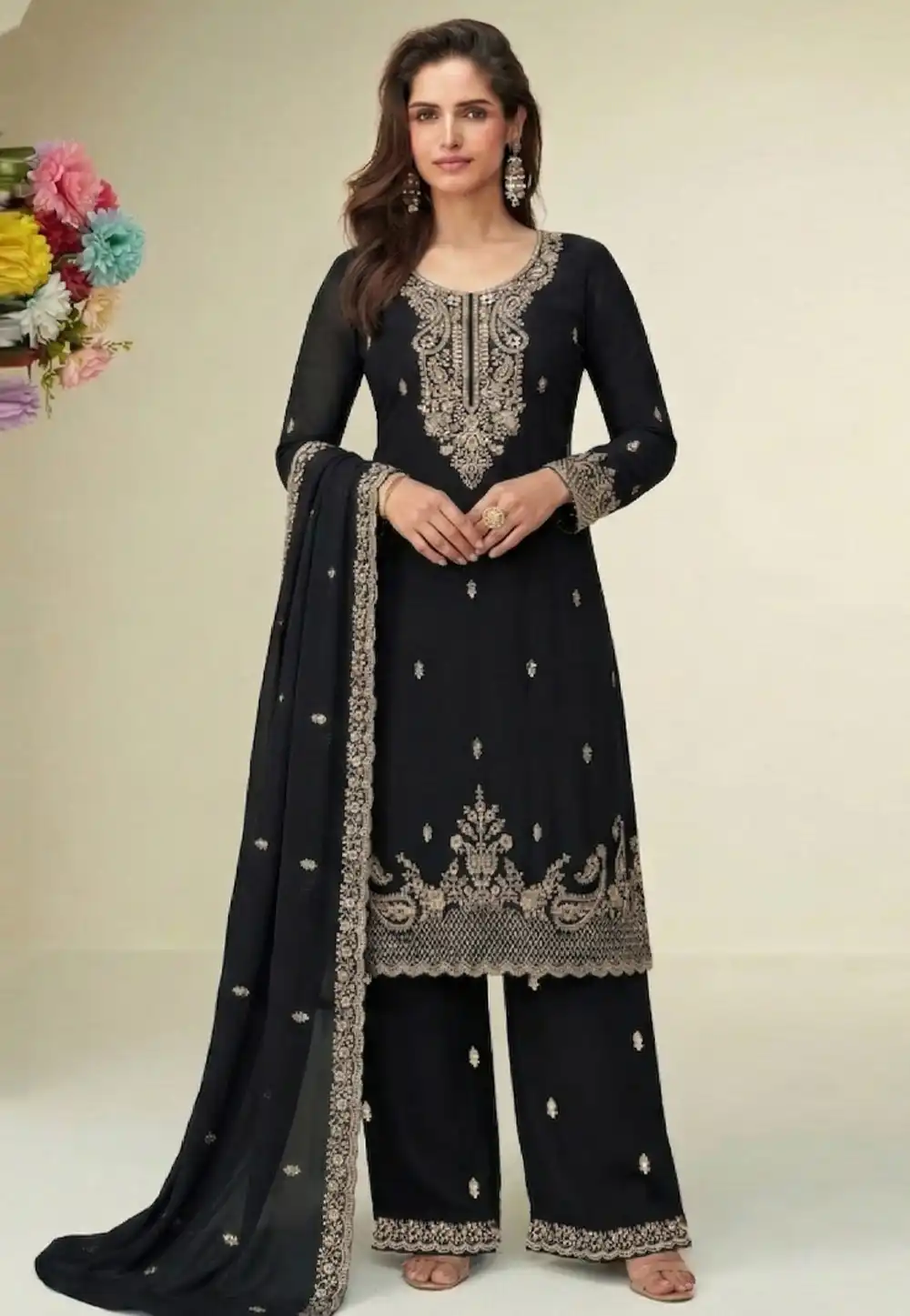 Black Georgette Pakistani Suit 329753