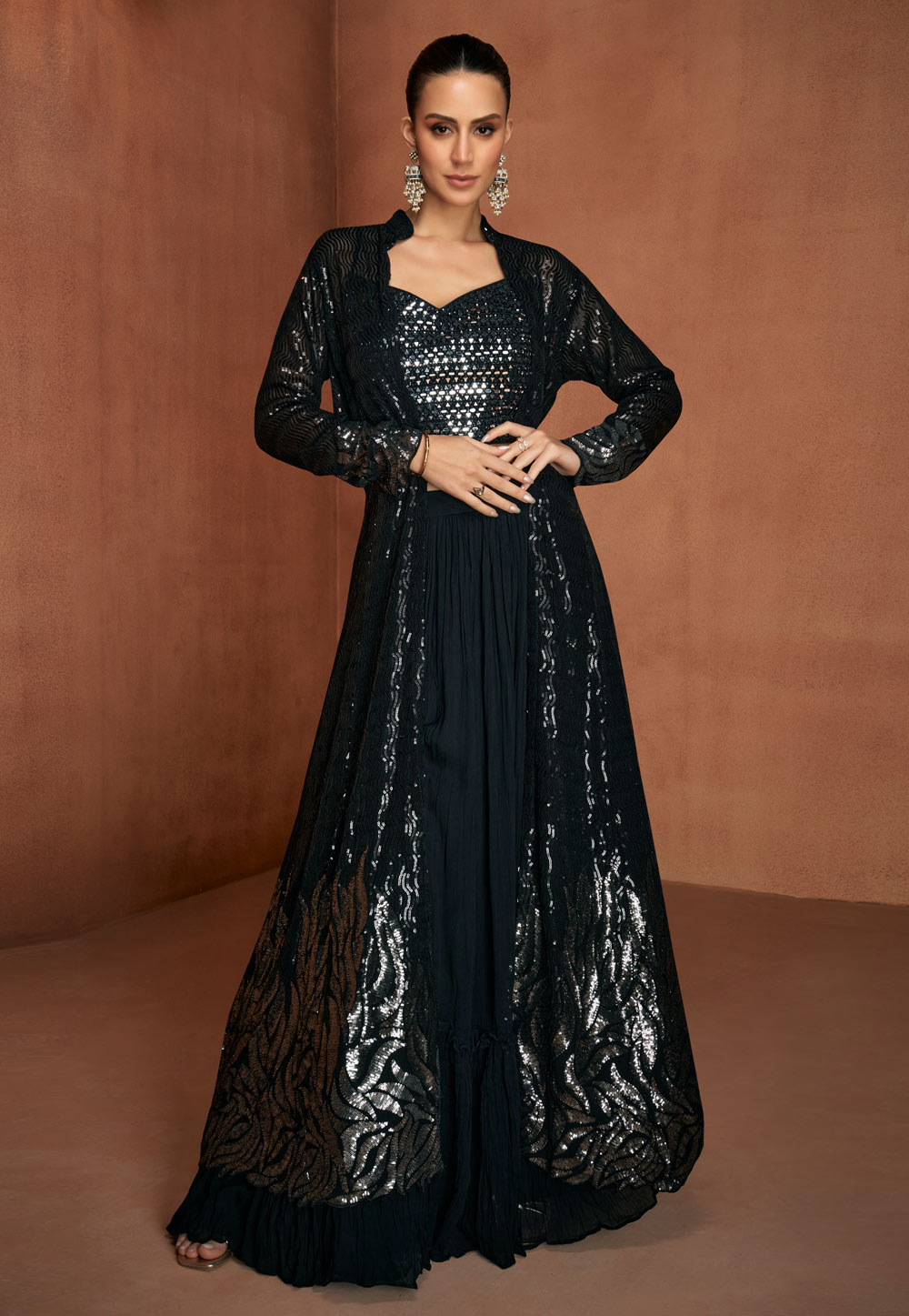 Buy Black Jacket Style Salwar Kameez Online at Best Price on Indian Cloth Store. Buy Black Jacket Style Salwar Kameez Online at Best Price on Indian Cloth Store.