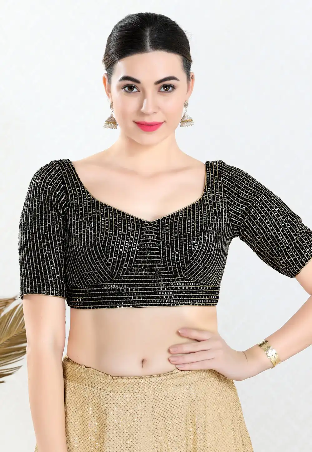 Black Georgette Readymade Blouse 311672