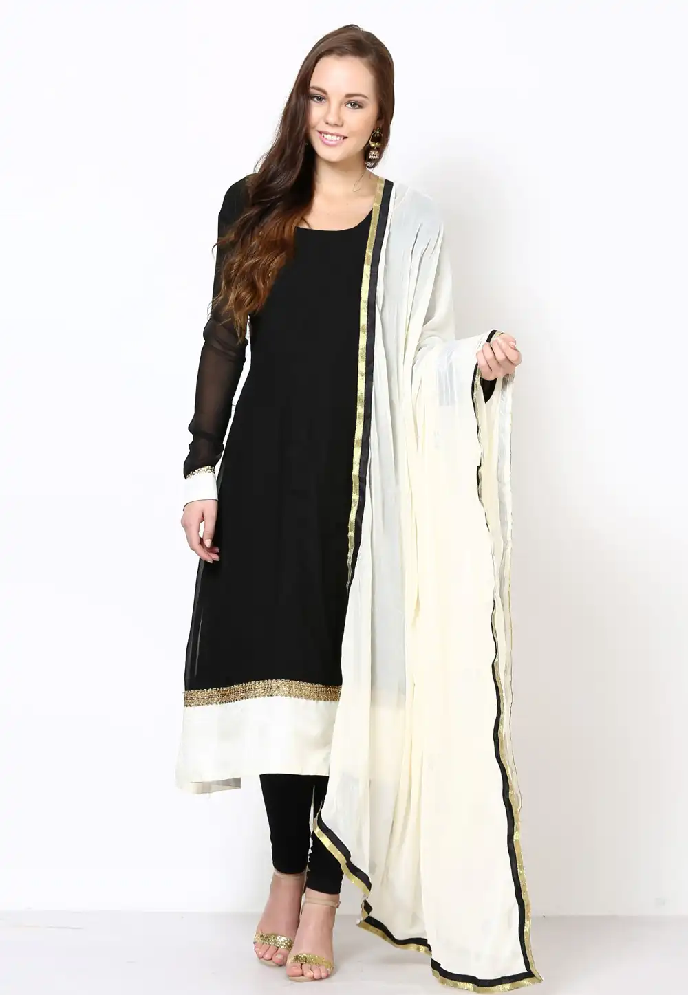 Black Georgette Readymade Churidar Suit 310049