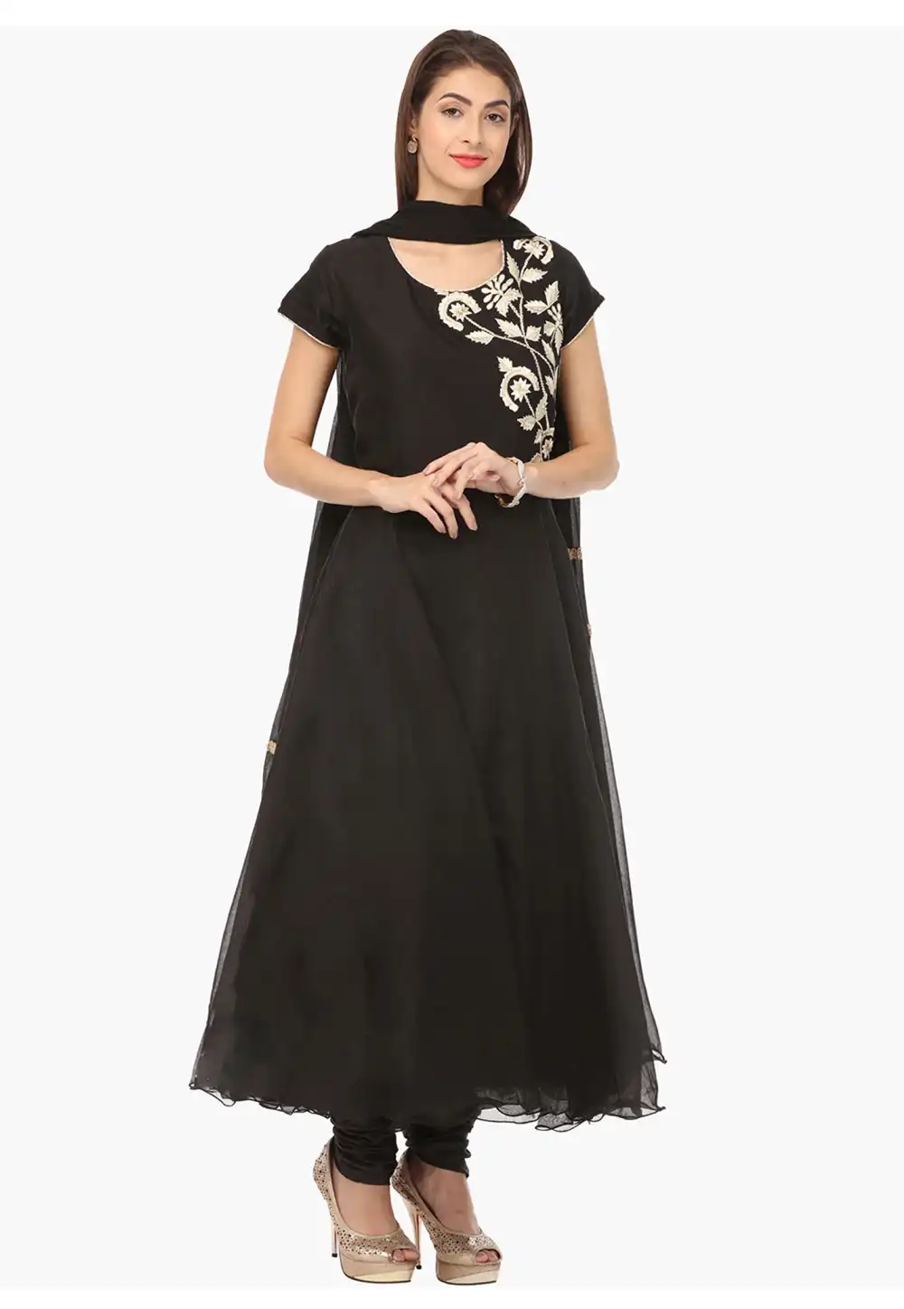 Black Georgette Readymade Churidar Suit 310050