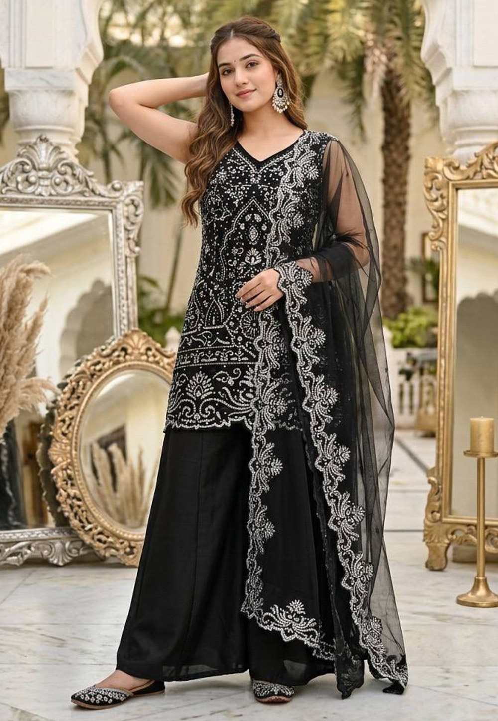 Black Georgette Readymade Pakistani Suit 328961