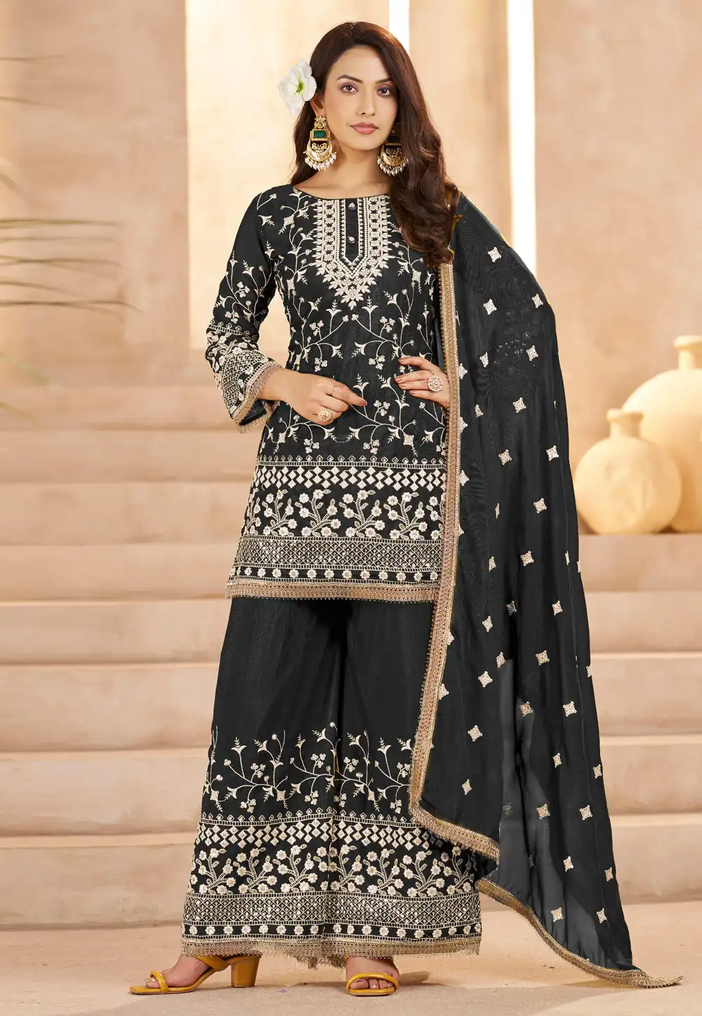 Black Georgette Readymade Pakistani Suit 322982